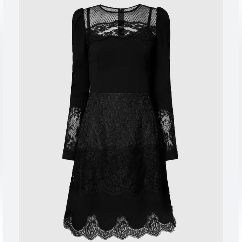 Dolce & Gabbana Black Long Sleeve Lace Mini Dress – 36 Elegant Black Lace Dress
